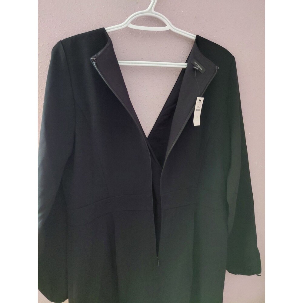 Talbots Poplin Faux Wrap Shirt Dress Long Sleeve Black Size 10 - Picture 10 of 15
